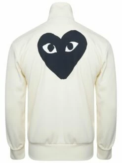 Comme Des Garçons PLAY T255 Black Heart Track Jacket Ivory In Ivory