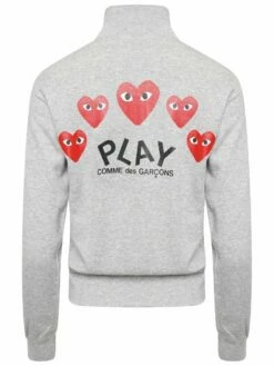 Comme Des Garçons PLAY T251 Red Heart Track Jacket Grey In Grey