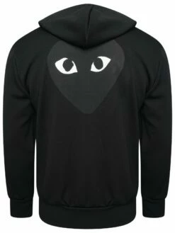 Comme Des Garçons PLAY T254 Black Heart Zip Up Hoodie In Black