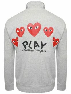Comme Des Garçons PLAY T252 Red Heart Track Jacket Grey In Grey