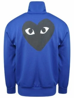 Comme Des Garçons PLAY T256 Black Heart Track Jacket Blue In Navy