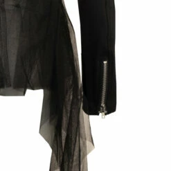 Comme Des Garçons BLACK Tulle Zip Jacket Dress In Black -Hervia Shop hervia.com 1j j031 w22 unisex jacket col. black 1671713329detail of cdg jacket