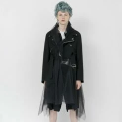 Comme Des Garçons BLACK Tulle Zip Jacket Dress In Black