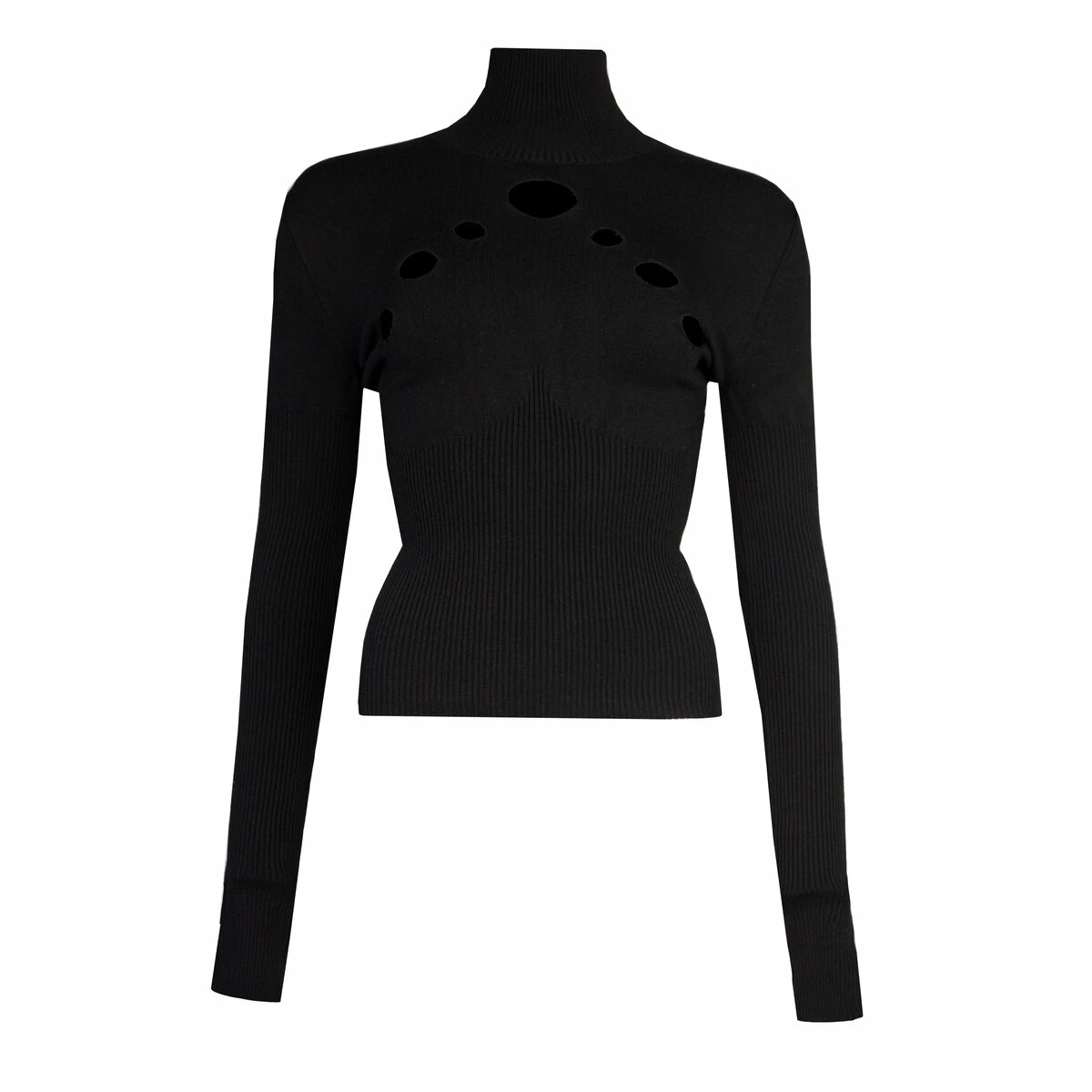 Jean Paul Gaultier Open-Worked Knit Sweater In Black 1 Jean Paul Gaultier Open-Worked Knit Sweater In Black