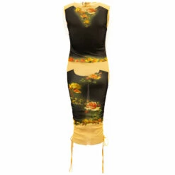 Jean Paul Gaultier Printed Fleurs Petit Grand Midi Dress In Black / Beige
