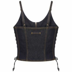 Jean Paul Gaultier Lace-Up Denim Corset In Denim
