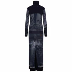 Jean Paul Gaultier The Long Blue Denim Trompe L’oeil Dress In Navy/blue