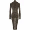 Jean Paul Gaultier The Brown Lurex Trompe L’oeil Midi Dress In Brown