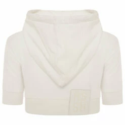 Raf Simons Cropped Short-Sleeved Hoodie With 'R Embroidery' In White