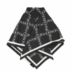 JW Anderson Silk Logo Scarf In Black