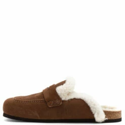 JW Anderson Shearling Loafer Mules In Brown