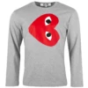 Comme Des Garçons PLAY T268 Red Heart Long Sleeved T-Shirt In Grey
