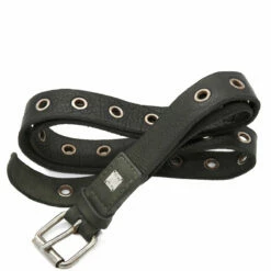 Guidi Bison Leather Belt Multi Eyelet In Green