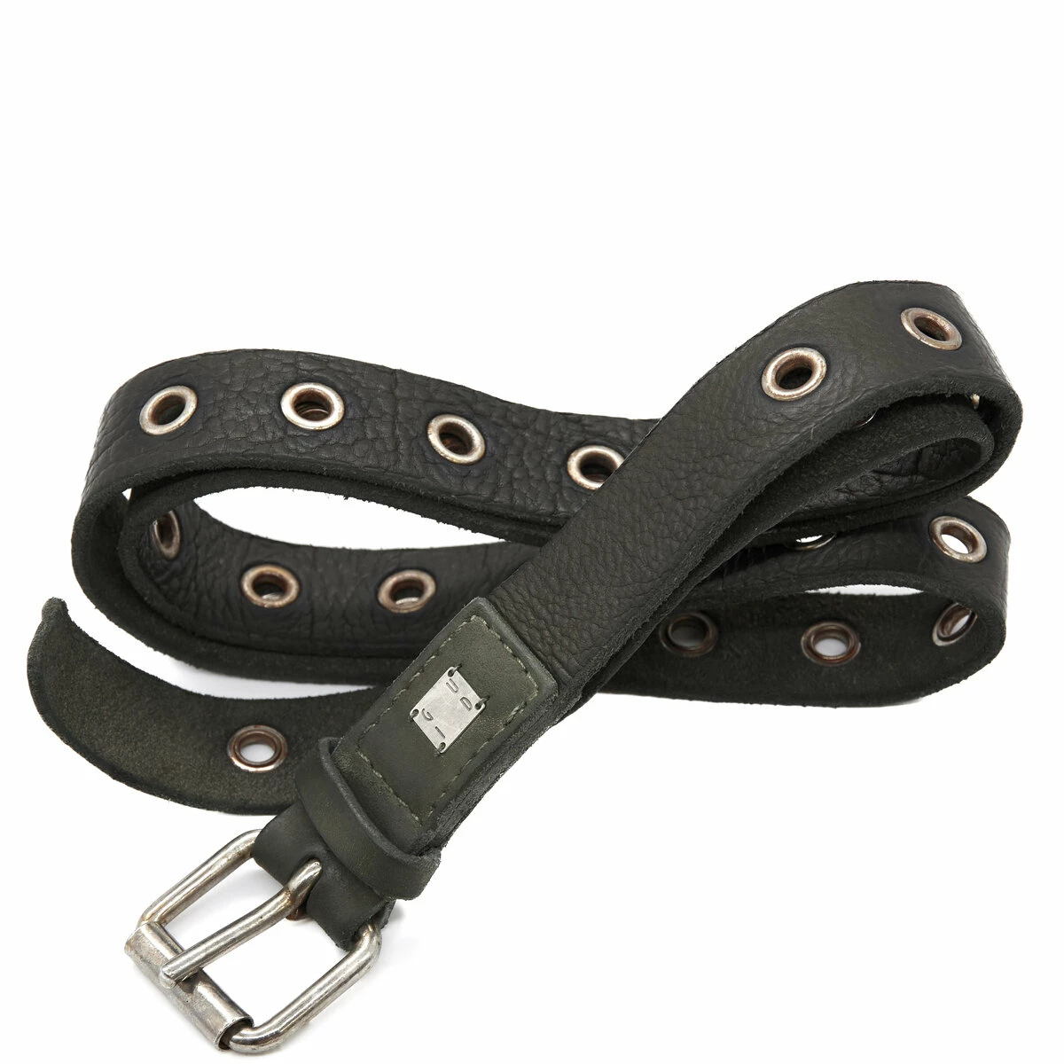 Guidi Bison Leather Belt Multi Eyelet In Green 1 Guidi Bison Leather Belt Multi Eyelet In Green