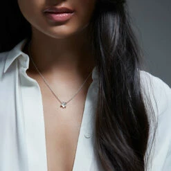 Shaun Leane Silver Cherry Blossom Diamond Flower Pendant In Silver