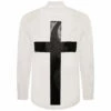Comme Des Garçons BLACK Black Cross Print Shirt In White X Black