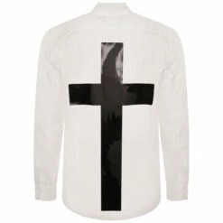 Comme Des Garçons BLACK Black Cross Print Shirt In White X Black