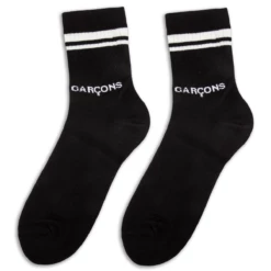 Comme Des Garcons Comme Des Garçons Ankle Logo Intarsia Sock Black In Black