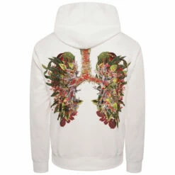 Comme Des Garçons Homme Plus Floral Lungs Back Print Hoodie In White