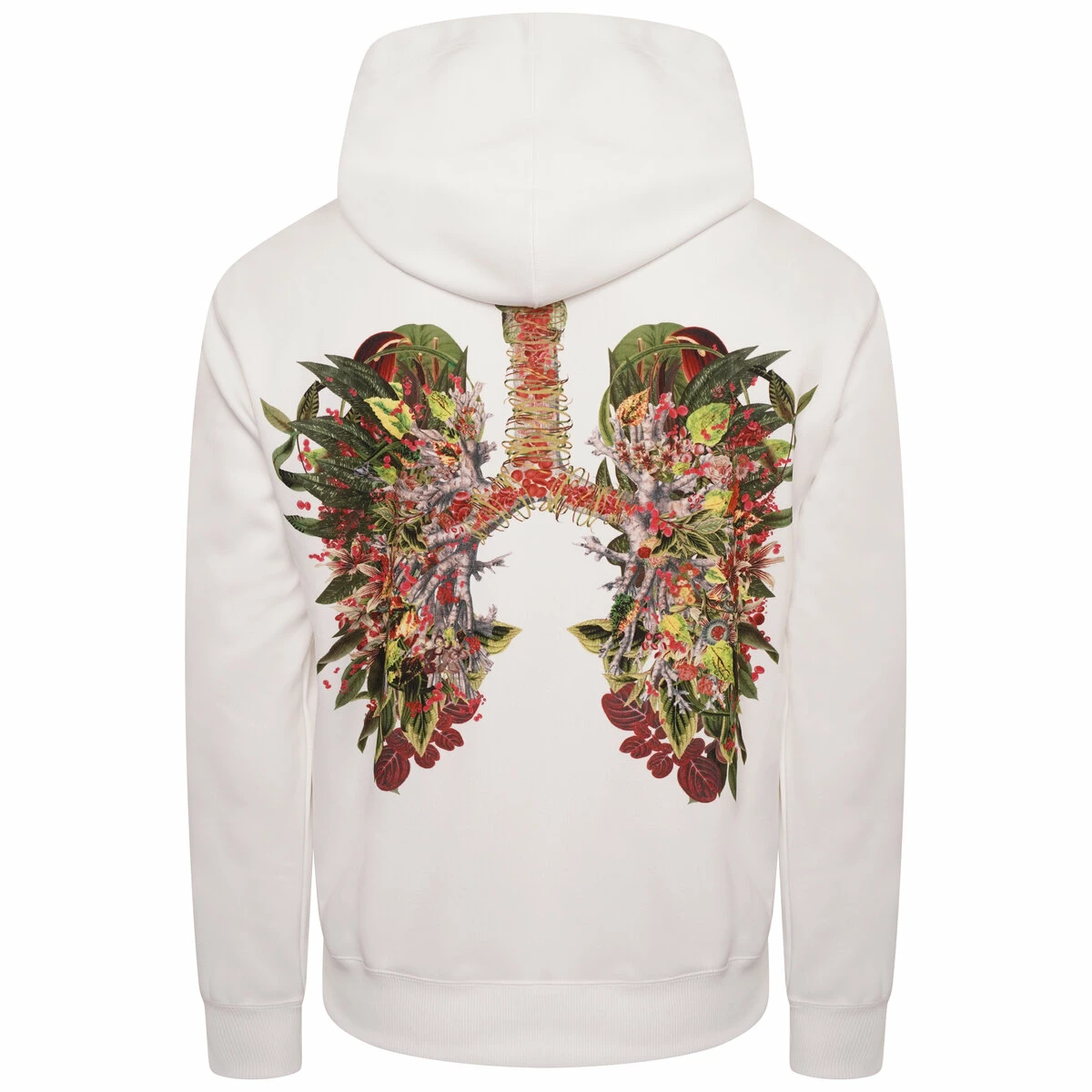 Comme Des Garçons Homme Plus Floral Lungs Back Print Hoodie In White 1 Comme Des Garçons Homme Plus Floral Lungs Back Print Hoodie In White