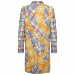 Comme Des Garçons Homme Plus Check-Pattern Single-Breasted Coat In Blue/yellow