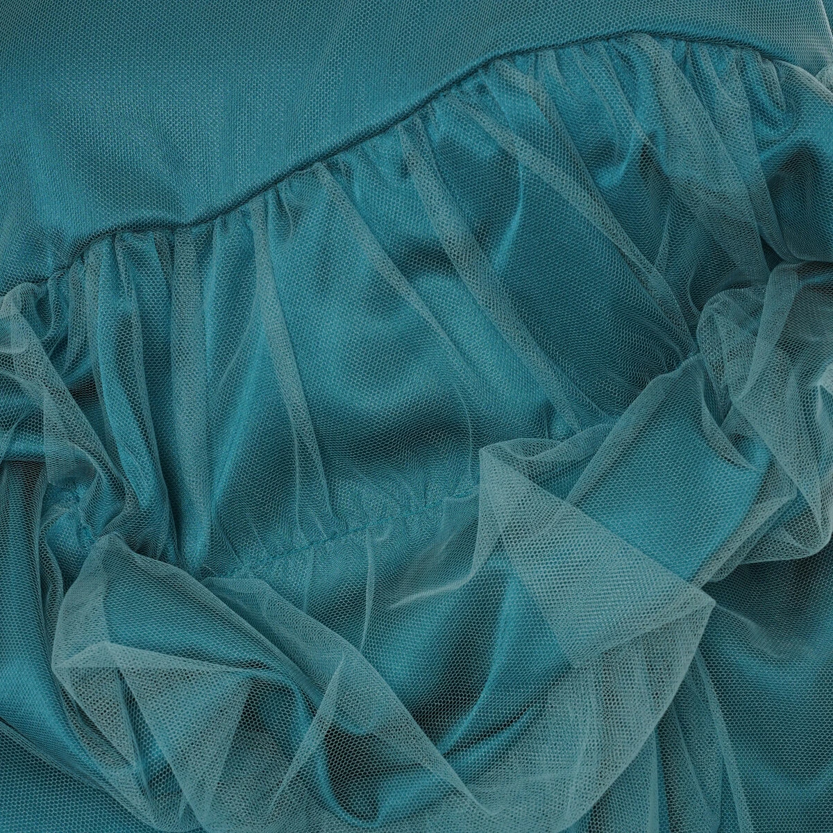 Comme Des Garçons Noir Kei Ninomiya Asymmetric Ruched Tulle Top In Turquoise 2 Comme Des Garçons Noir Kei Ninomiya Asymmetric Ruched Tulle Top In Turquoise - Image 2