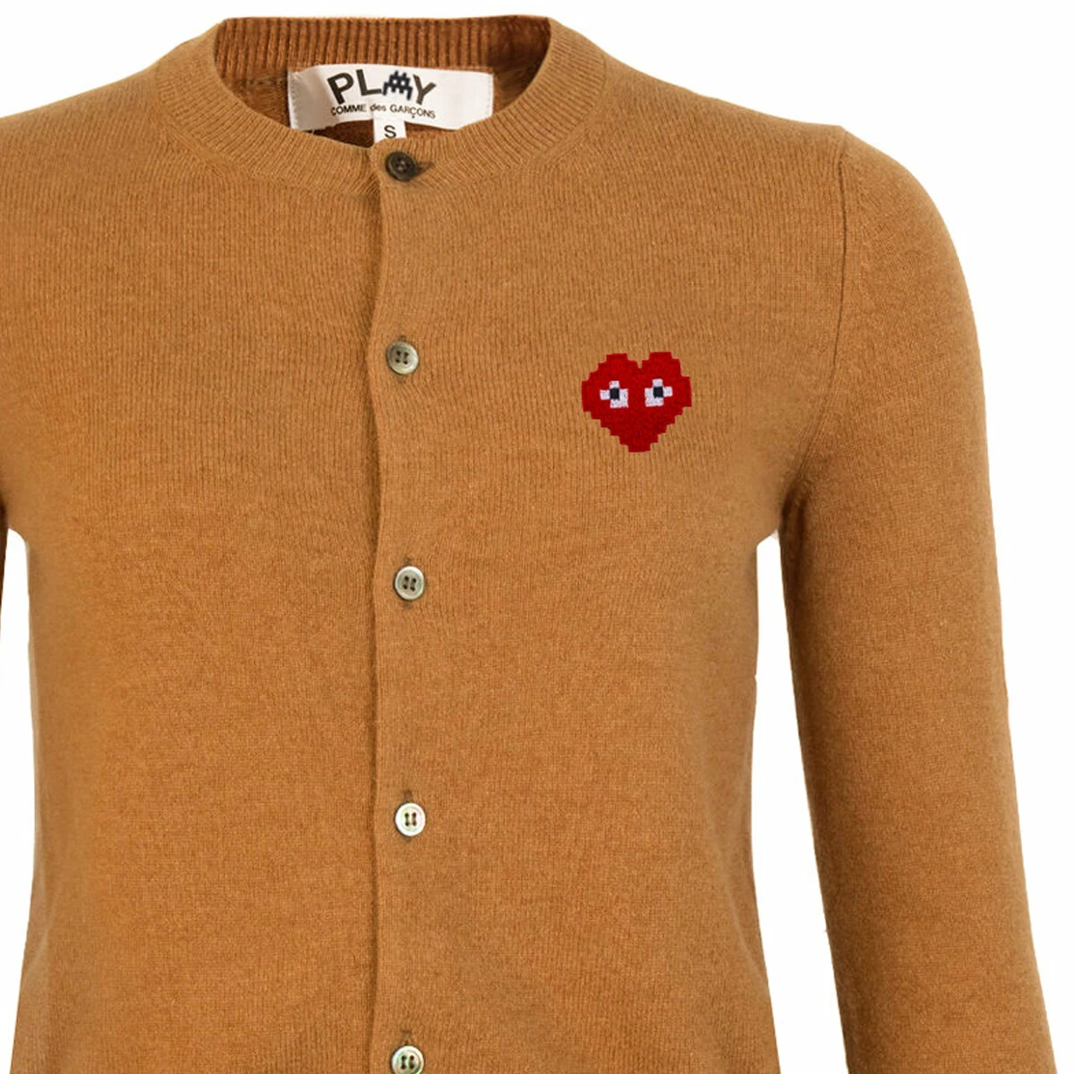 Comme Des Garçons PLAY Invader Cardigan In Beige 2 Comme Des Garçons PLAY Invader Cardigan In Beige - Image 2