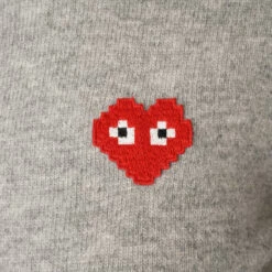 Comme Des Garçons PLAY Invader Cardigan In Grey