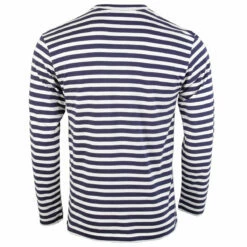 Comme Des Garçons PLAY Invader Striped Long Sleeve T-Shirt In White / Blue