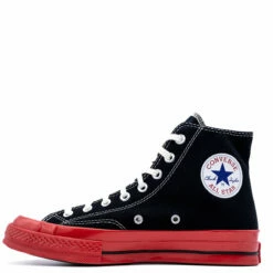 Comme Des Garçons PLAY K124 Converse Chuck Taylor Red Sole High Black In Black