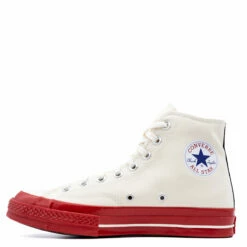 Comme Des Garçons PLAY K124 Converse Chuck Taylor Red Sole High White In White