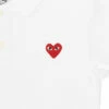 COMME DES GARÇONS PLAY Kids Red Heart Polo In White