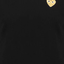 Comme Des Garçons PLAY N048 Gold Heart V-Neck Jumper Black In Black -Hervia Shop hervia.com comme des gar ons play n048 gold heart v neck jumper black 1567597138PLAY 10.2