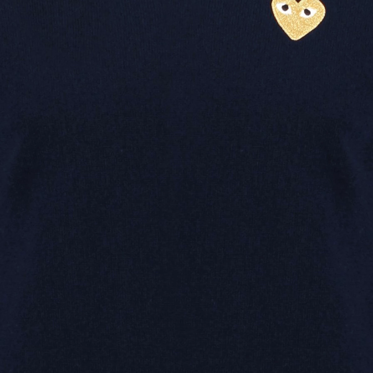 Comme Des Garçons PLAY N048 Gold Heart V-Neck Jumper Navy In Navy 2 Comme Des Garçons PLAY N048 Gold Heart V-Neck Jumper Navy In Navy - Image 2