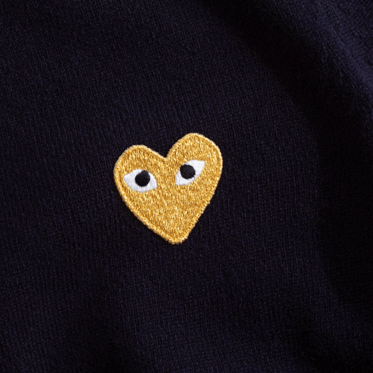 Comme Des Garçons PLAY N049 Gold Heart Cardigan In Navy 2 Comme Des Garçons PLAY N049 Gold Heart Cardigan In Navy - Image 2