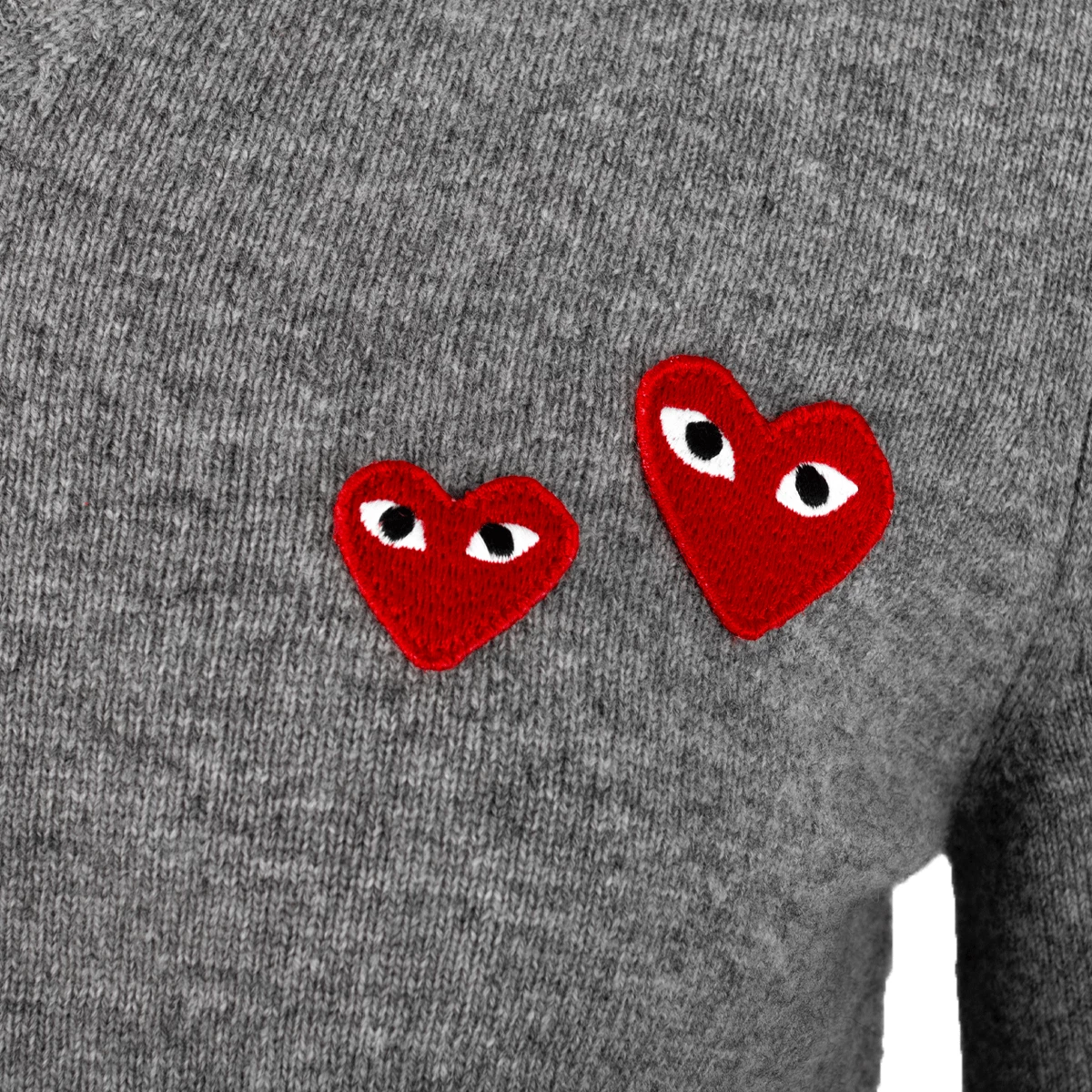 Comme Des Garçons PLAY N071 Double Heart Cardigan In Grey 2 Comme Des Garçons PLAY N071 Double Heart Cardigan In Grey - Image 2