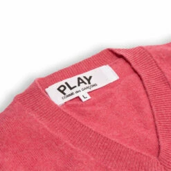 Comme Des Garçons PLAY N074 Double Eye V-Neck Sweater Pink In Pink -Hervia Shop hervia.com comme des gar ons play n074 double eye v neck sweater pink 160458832822271 0000 Layer 110