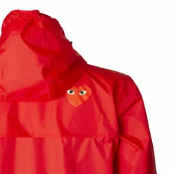 Comme Des Garçons PLAY Zip Jacket In Red -Hervia Shop hervia.com comme des gar ons play p1 j501 051 1 jacket col 2 red zip jacket 1643717764REDJACKET CLOSEUP EDIT