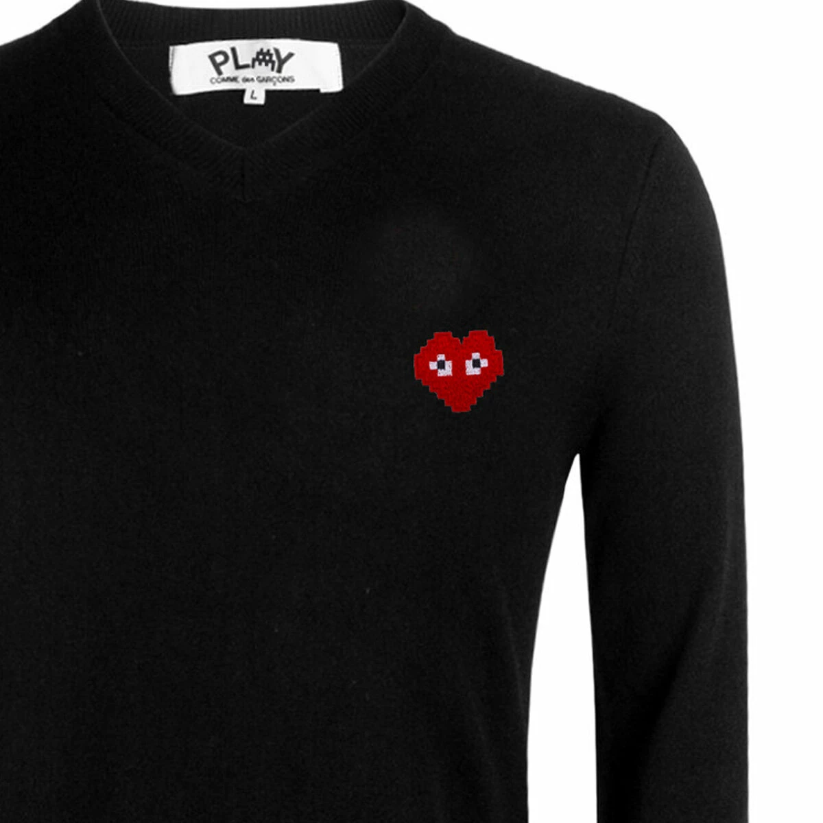 Comme Des Garçons PLAY Invader Heart Jumper In Black 2 Comme Des Garçons PLAY Invader Heart Jumper In Black - Image 2