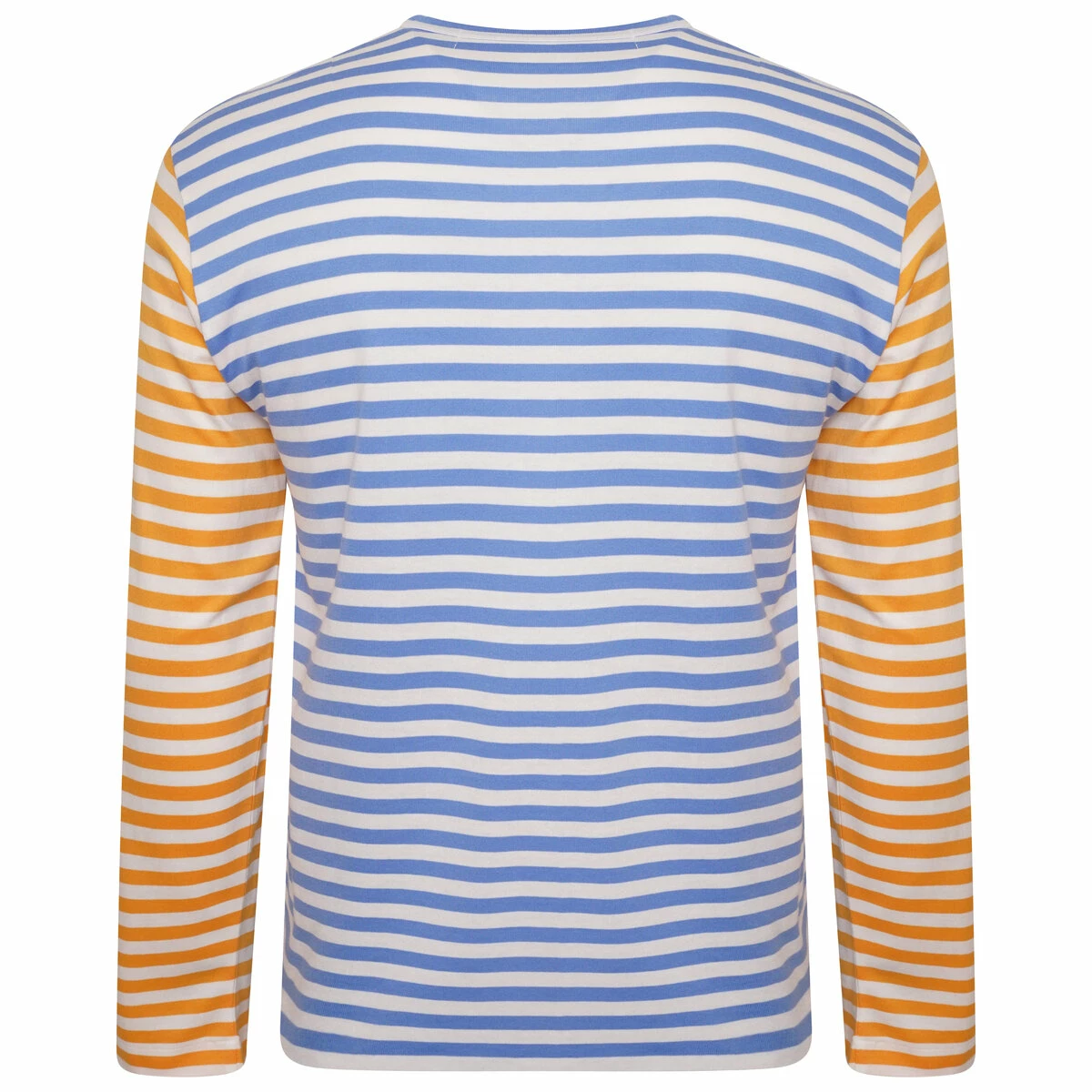 Comme Des Garçons PLAY T318 Dual Striped Long Sleeve T-Shirt In Blue/yellow 1 Comme Des Garçons PLAY T318 Dual Striped Long Sleeve T-Shirt In Blue/yellow