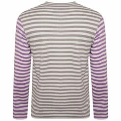Comme Des Garçons PLAY T318 Dual Striped Long Sleeve T-Shirt In Grey/purple