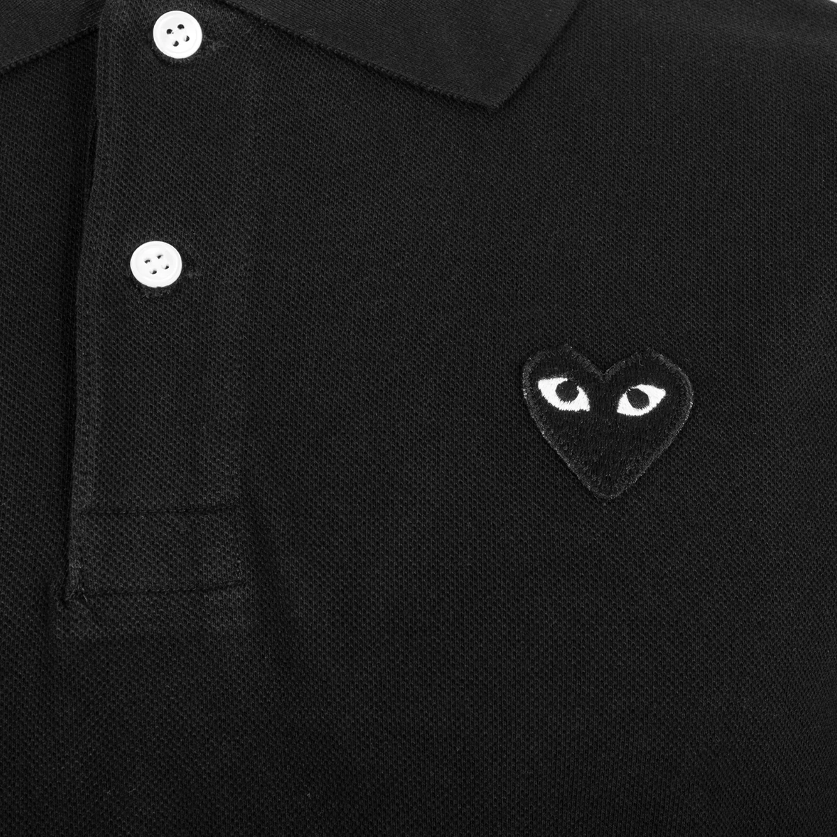 Comme Des Garçons PLAY T066 Black Heart Polo Shirt Black In Black 2 Comme Des Garçons PLAY T066 Black Heart Polo Shirt Black In Black - Image 2