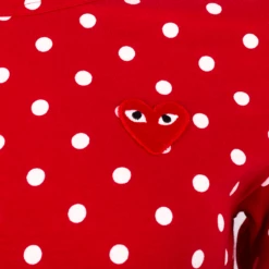 Comme Des Garçons PLAY T165 Polka Dot Long Sleeved T-Shirt Red In Red -Hervia Shop hervia.com comme des gar ons play t165 polka dot long sleeved t shirt red 1570450541PLAY 28.2