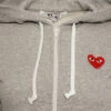 Comme Des Garçons PLAY T167 Red Heart Zip Hoodie In Grey