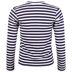 Comme Des Garçons PLAY T207 Little Red Heart Stripe T-Shirt In Navy/blue