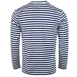 Comme Des Garçons PLAY T210 Long Sleeved Black Heart Stripe T-Shirt In Navy
