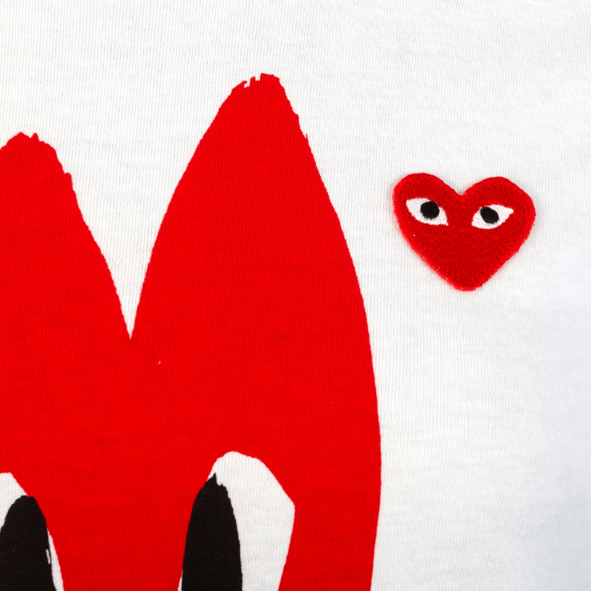 Comme Des Garçons PLAY T224 Long Red Heart T-shirt In White 2 Comme Des Garçons PLAY T224 Long Red Heart T-shirt In White - Image 2