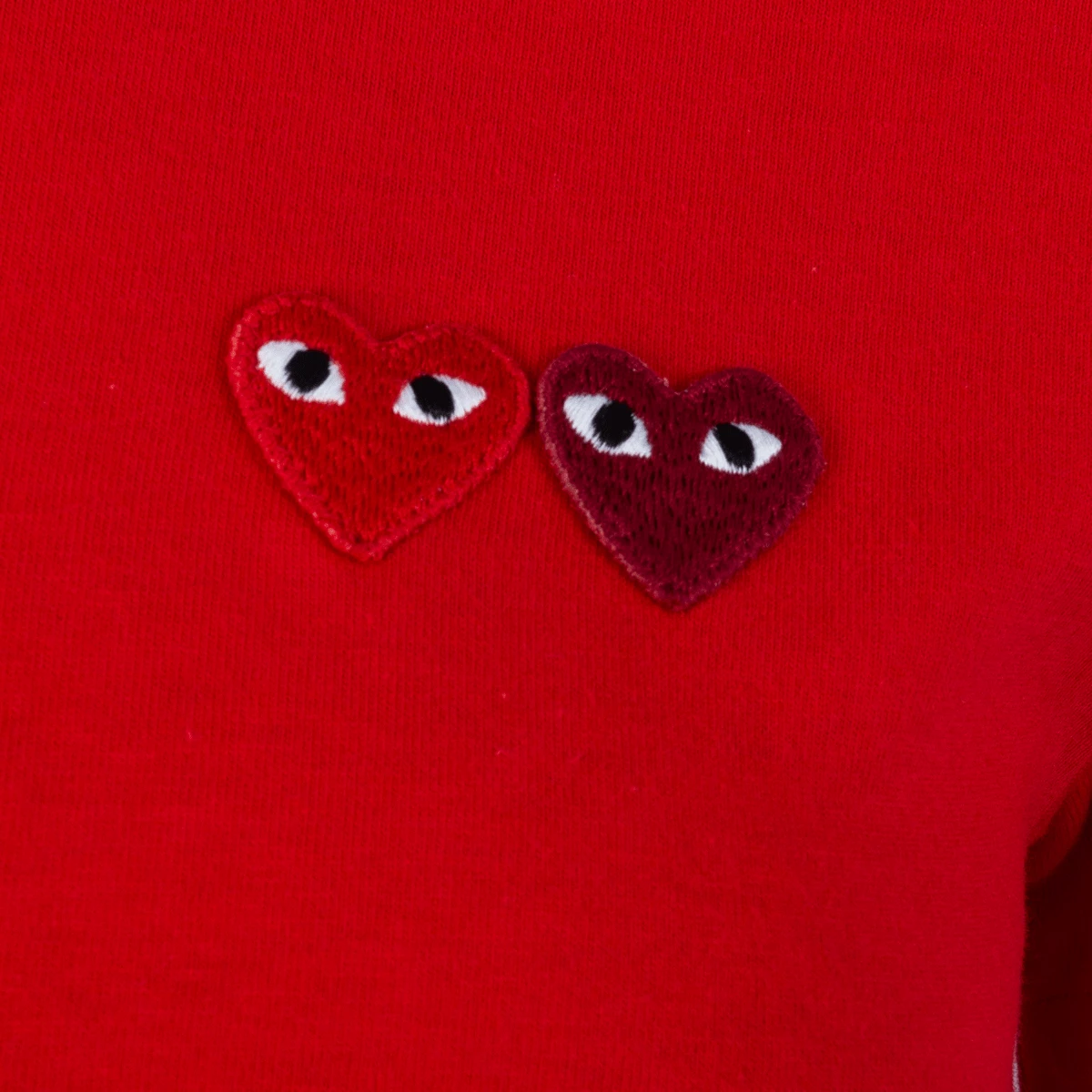 Comme Des Garçons PLAY T225 Twin Heart T-Shirt Red In Red 2 Comme Des Garçons PLAY T225 Twin Heart T-Shirt Red In Red - Image 2