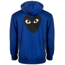 Comme Des Garçons PLAY T254 Black Heart Zip Up Hoodie Blue In Blue