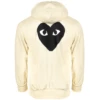 Comme Des Garçons PLAY T254 Black Heart Zip Up Hoodie Ivory In Ivory